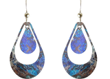 Malachite Double Open Tear Drop Earrings, Stainles Steel, Sterling Silver Earwires, Item# 2643