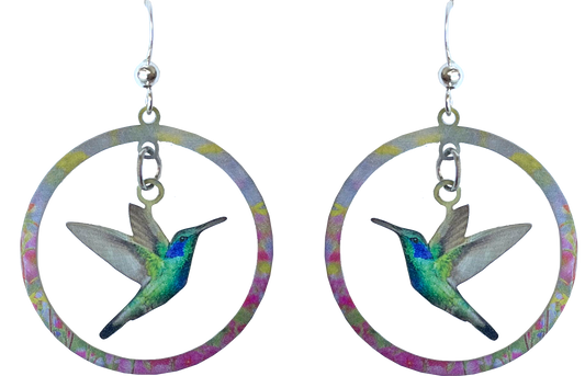 Humming Bird Hoop Earrings, #2647