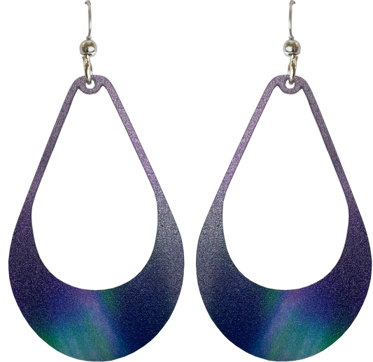 Fire N Ice Aurora, Open Tear Drop Earrings, Stainles Steel, Sterling Silver Earwires, Item# 2649