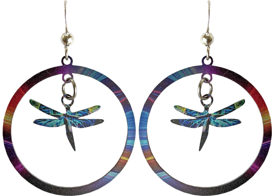 Dragonfly Hoop Earrings, stainless steel #2650