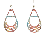 Medium Patina Rust Basket Earrings, Stainles Steel, Sterling Silver Earwires, Item# 2652