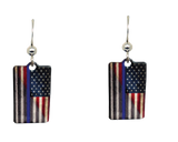 US Flag Blue Line Police earrings #2702