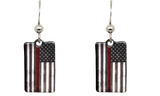 US Flag Red Line Fireman earrings, #2703