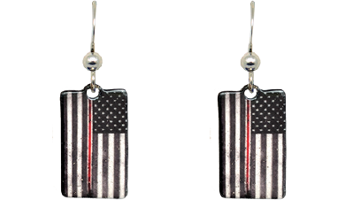 US Flag Red and White Line nurses earrings, #2704