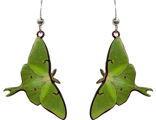 Flying Luna Moth Earrings, Stainless steel by d'ears