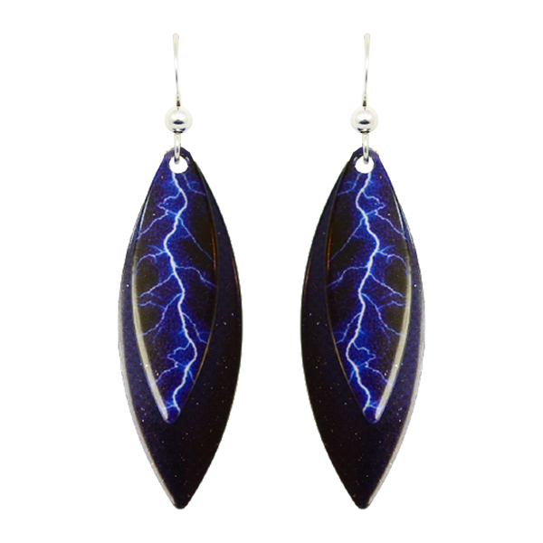 Blue Lightning Earrings, Sterling Silver Earwires, Item# 3013