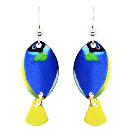 Blue Tang Earrings, Sterling Silver Earwires, Item# 3056