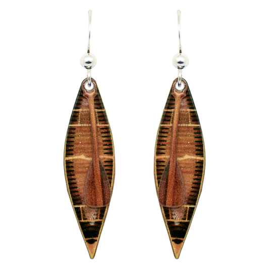 Canoe with Paddle Earrings, sterling silver French hooks, Item# 3060