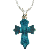Aqua Stone Cross Necklace, Item# 4098X