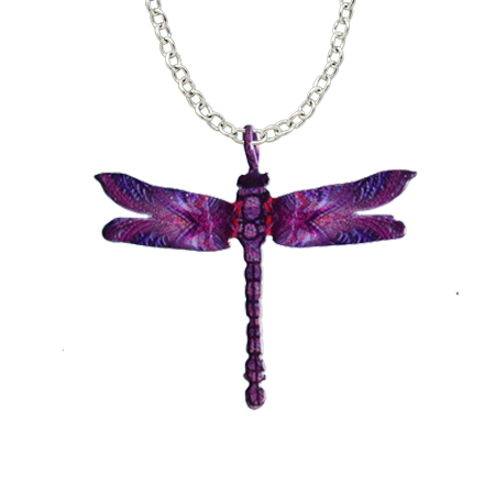 Purple Dragonfly Necklace #4137X by d'ears, Made in the USA