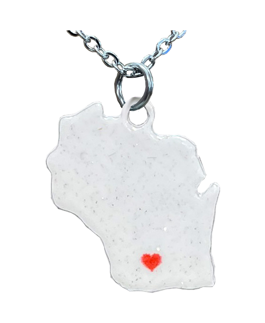 WI, I heart Wisconsin, Large Necklace #4201X