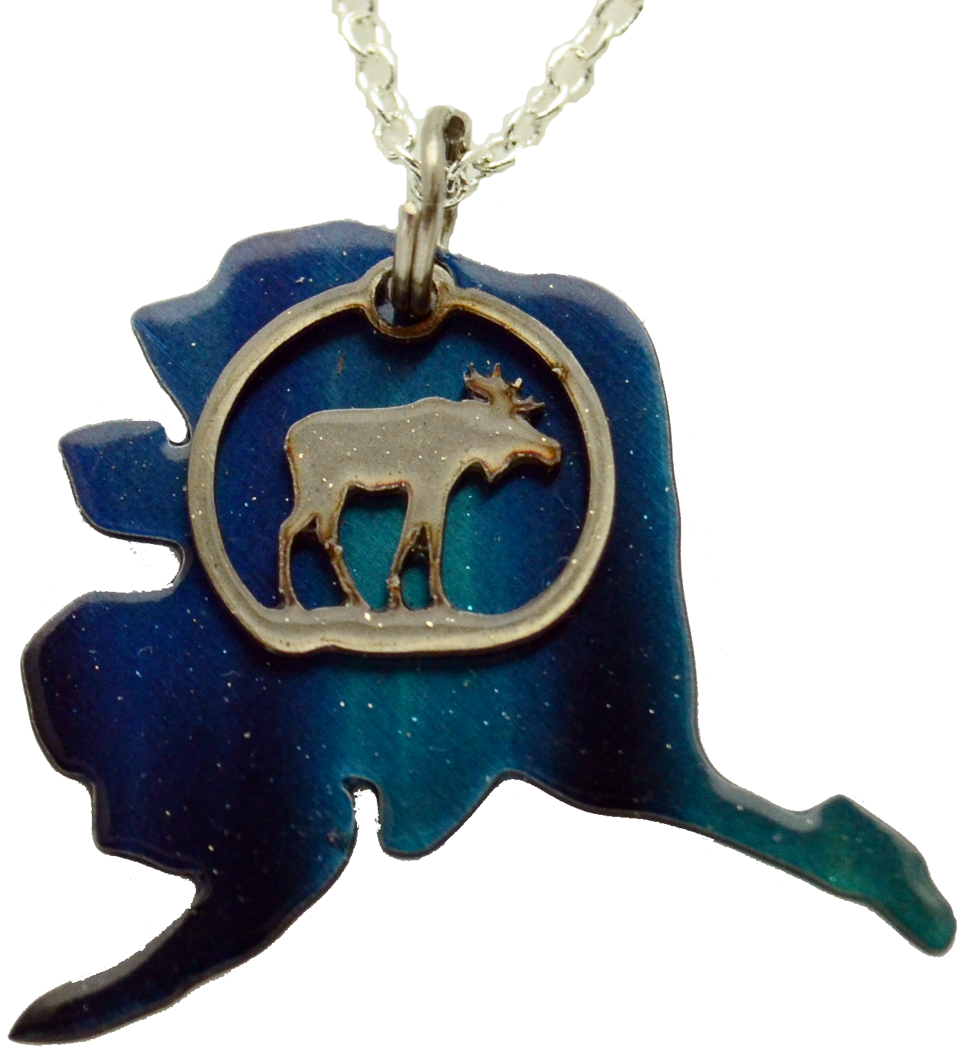 Aurora Alaska with Moose Necklace, Item# 4364X