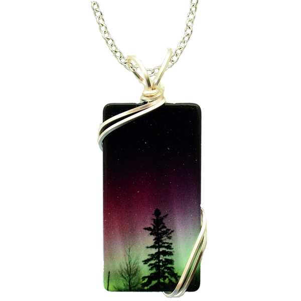 #4429 Forest of Lights wired Rectangle Necklace