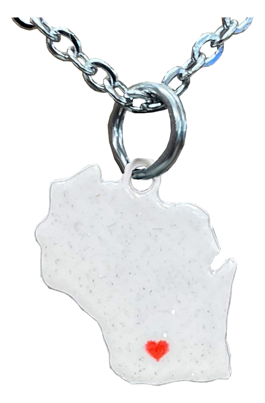 WI, I heart Wisconsin, Small Necklace #4564X