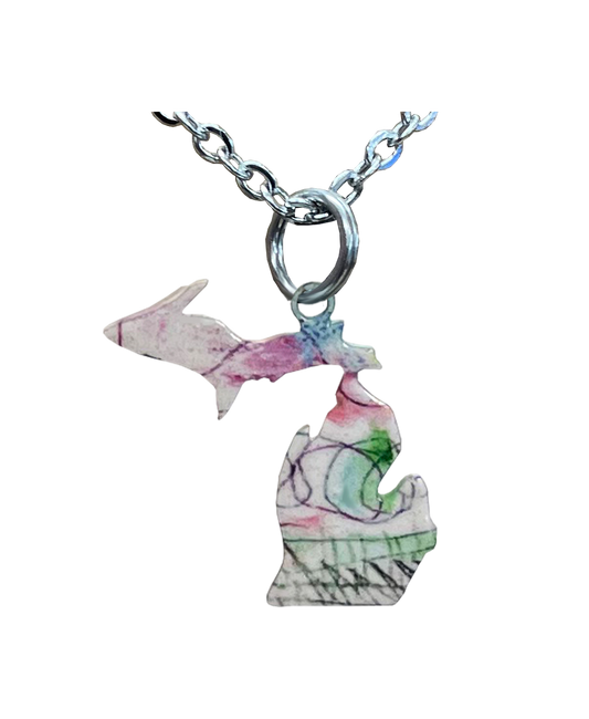 MI State, Abstract Large Necklace #4574X