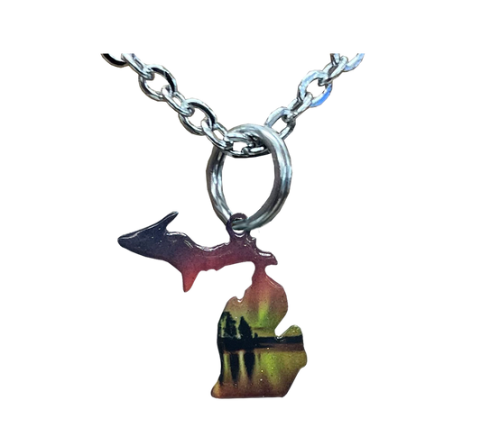 MI State, Birch Lake, small Necklace #4590X