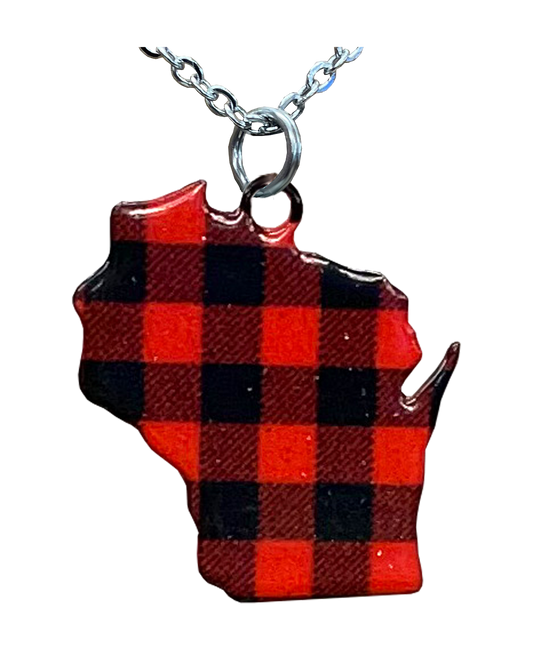 WI, Lumberjack Plaid, Large Necklace #4598X