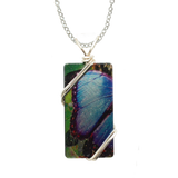 Blue Morpho Butterfly Necklace, 1.5" pendant with silver-plated wiring, Item# 4720X