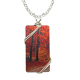 Fall Leaves Necklace, 1.5" pendant with silver-plated wiring
