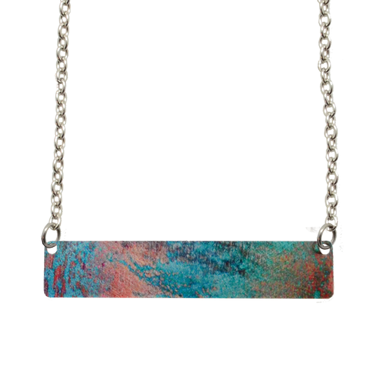 Turquoise Patina 2" Bar Necklace