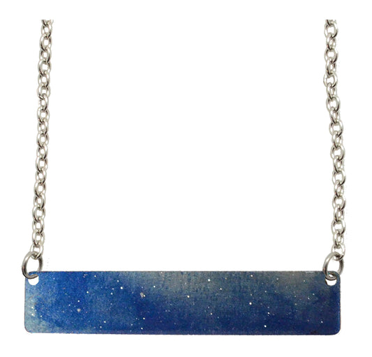 Blue Water Color 2" Bar Necklace, Item# 4737X