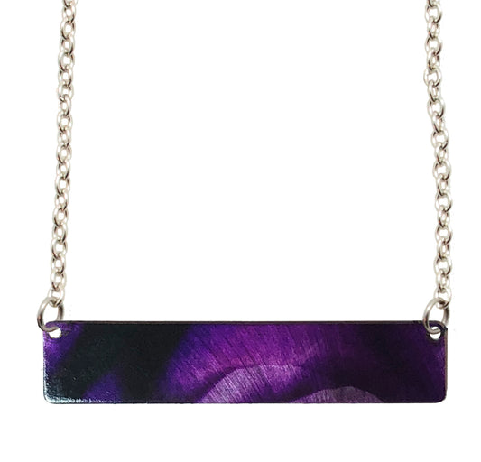 Violet Floral 2" Bar Necklace