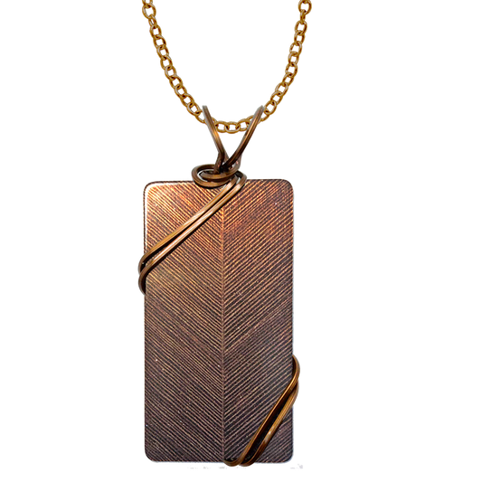 Bronze Blinds Necklace, 1.5" pendant with bronze finish wiring, Item# 4740X