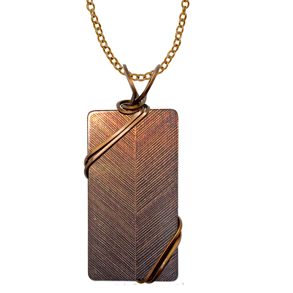 Bronze Blinds Necklace, 1.5" pendant with bronze finish wiring, Item# 4740X