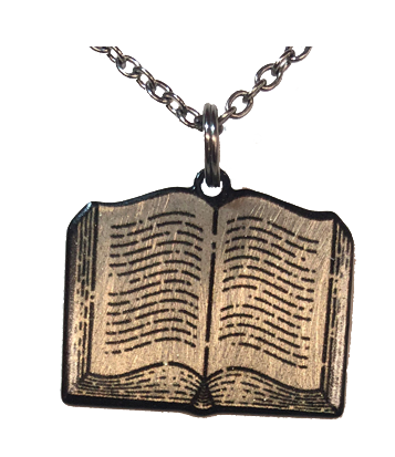 Book Necklace,  Stainless Steel, #4752X