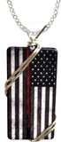 US Flag Red Line Fireman wired necklace, #4797X