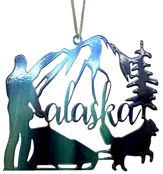 Alaska Aurora Dog Sled Scene, 4 inch ornament # 8154AK by d'ears
