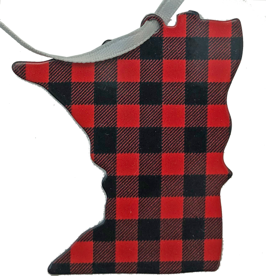 MN Lumberjack plaid Uff da 3 1/2 inch ornament