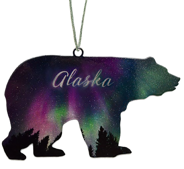 Bear 4-inch ornament, Fire and Ice, Alaska Name Drop 8239AK