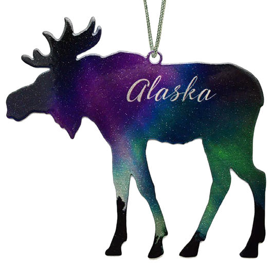 Alaska Fire and Ice Moose, 4 inch ornament #8241AK by d'ears