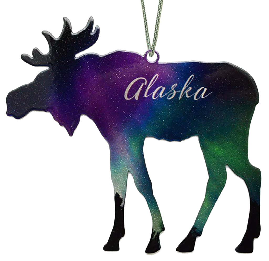 Alaska Fire and Ice Moose, 4 inch ornament, Item #8241AK