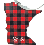 MN Lumberjack plaid Uff da 3 1/2 inch ornament