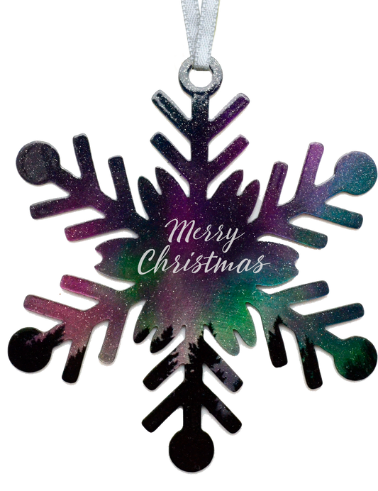 Fire & Ice Merry Christmas Snowflake 4 inch ornament