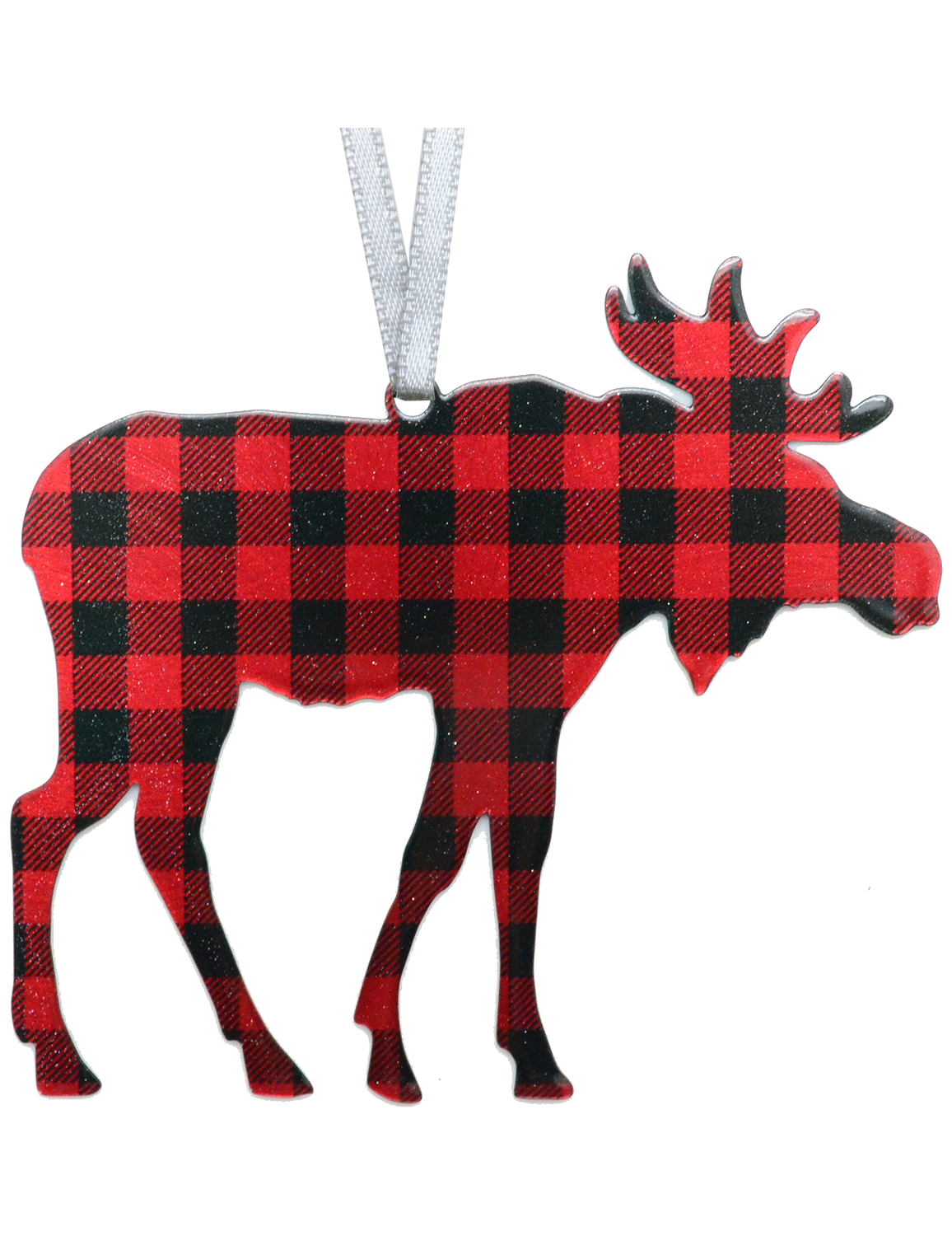 Lumberjack Plaid Christmas Moose 4 inch ornament