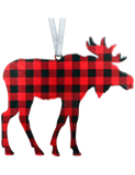 Lumberjack Plaid Christmas Moose 4 inch ornament