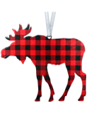 Lumberjack Plaid Christmas Moose 4 inch ornament