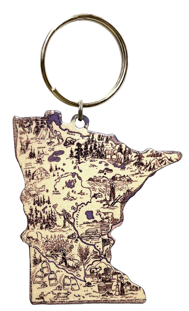 MN, Vintage Map, Key Chain #8516 | d'ears store