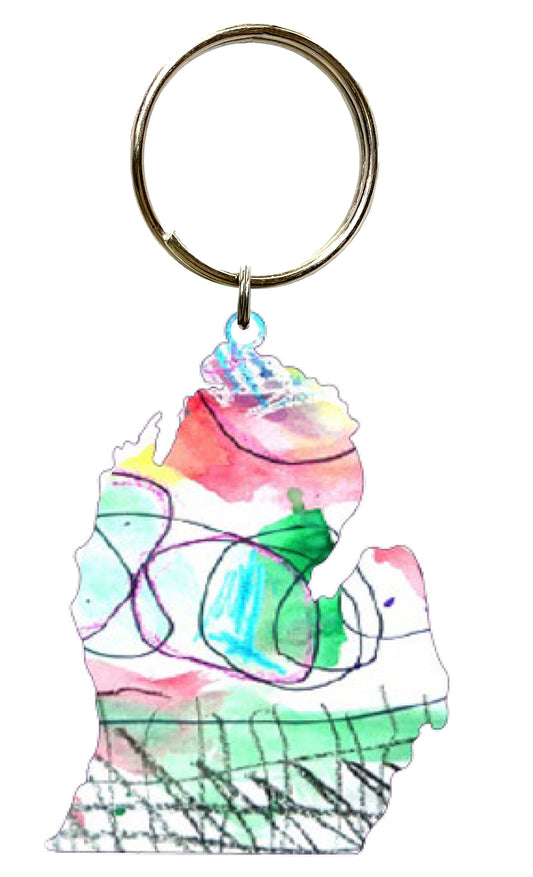 Lower MI, Abstract Key Chain #8582