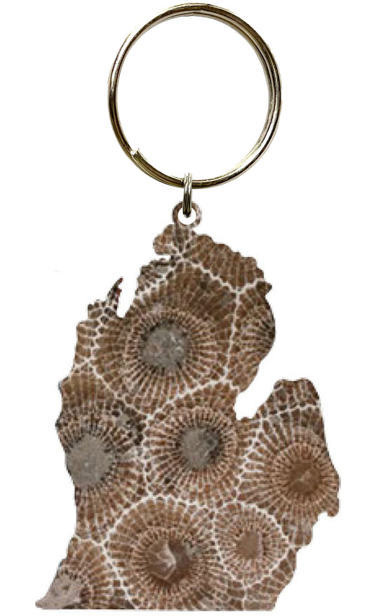 Lower MI, Petoskey Stone Key Chain #8586