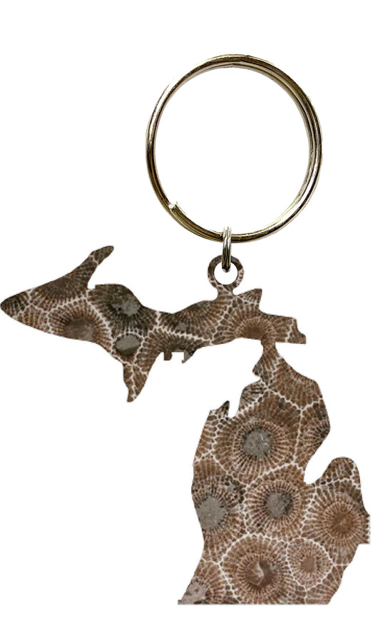 MI State, Petoskey Stone Key Chain #8588