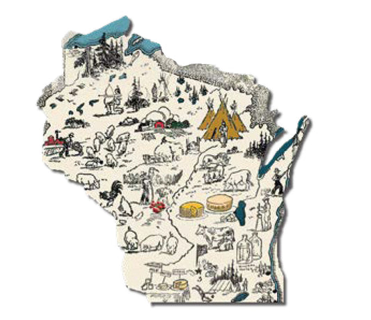 WI, Vintage Map, Magnet #9547