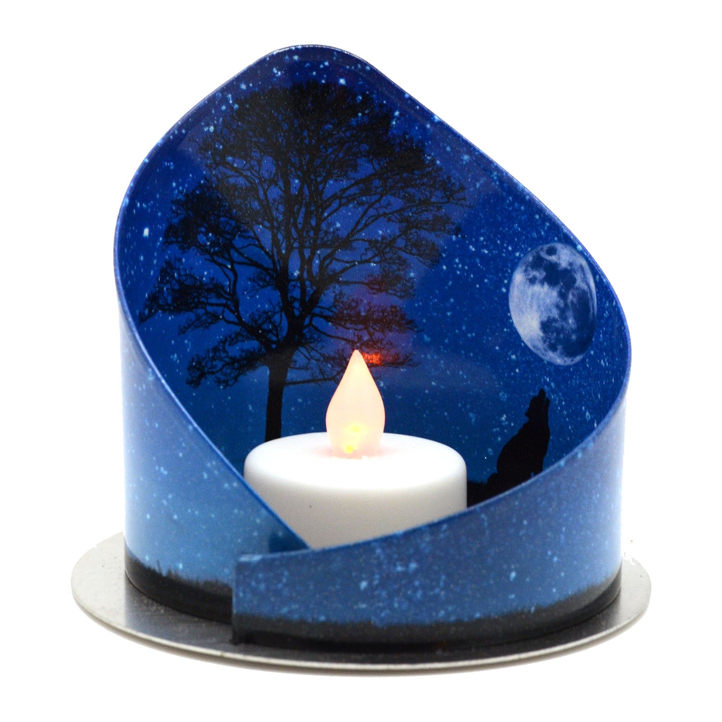 Wolf Howling at Moon Picture Wrap Candle Holder 3"