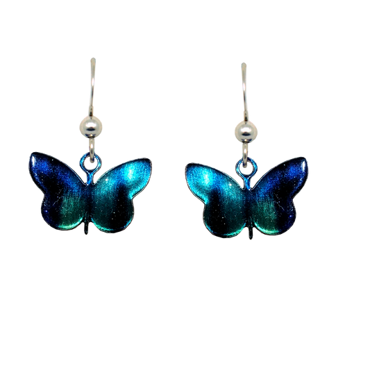 Aurora Butterfly Earrings, hangs approx 1 inch, Sterling Silver Earwires, Item# N1113