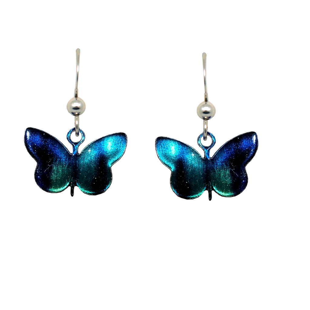 Aurora Butterfly Earrings, hangs approx 1 inch, Sterling Silver Earwires,  Item# N1113