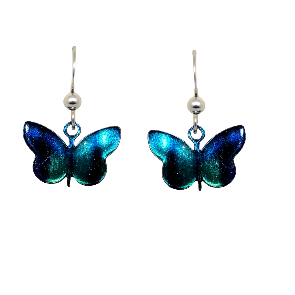 Aurora Butterfly Earrings, hangs approx 1 inch, Sterling Silver Earwires, Item# N1113