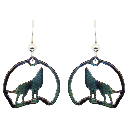 Aurora Wolf Earrings, Sterling Silver Earwires, Item# N1118